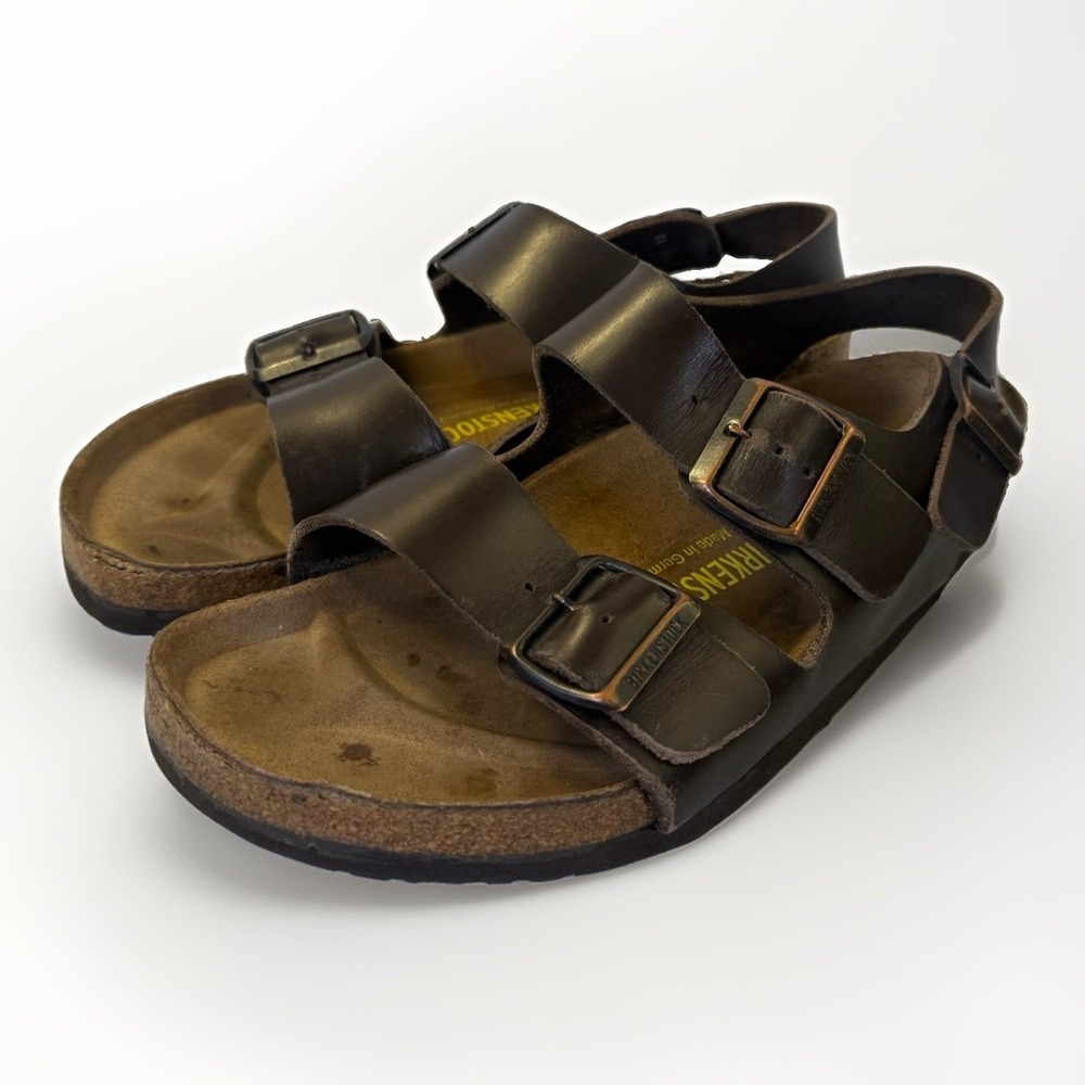 Birkenstock Milano Brown Leather Sandals EU 39 US 8 Women 6 Men Regular Germany